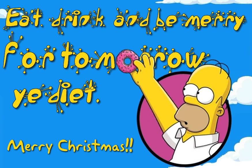Homer protagonist of the cartoon television series The Simpsos here gives us his best wishes, but always a lover of donuts he is stealing a donut