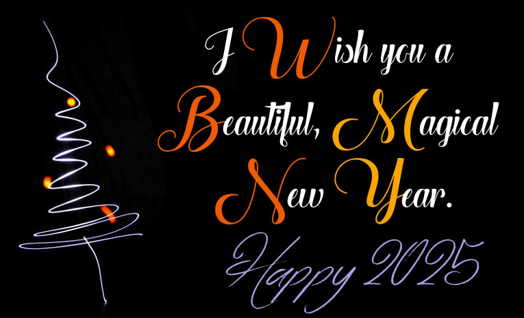 image with greeting text, J Wish you a Beautiful, Magical New Year. Happy 2025!!