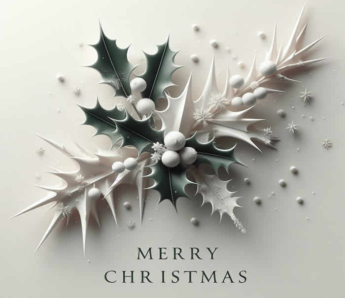 image with Christmas decorations text of Merry Christmas in English
