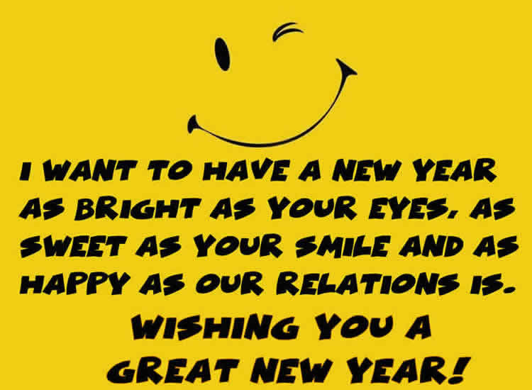 Merry and funny greeting card for happy new year greetings with a nice message and a big smile