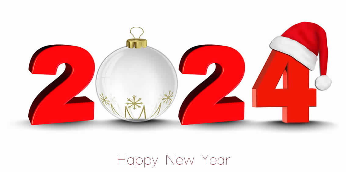 Image with 3D text , formed with a Christmas ball and the number one with a Santa Claus hat.