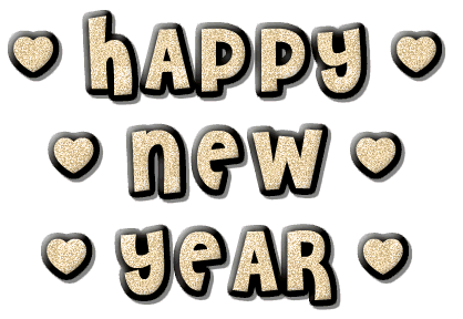 Animated gif in sparkling glitters with text HAPPY NEW YEAR in shimmering gold with heart.