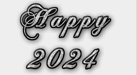 Animation Glitter Gif HAPPY 2025 silver text with small heart.