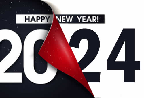 Image with text Happy New Year 2025 with page that leafs through