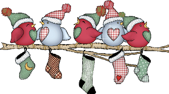 Sweet Gif animated with Christmas birds that chirp