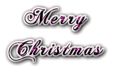 Gif animation in glitters with text MERRY CHRISTMAS and red Christmas lights
