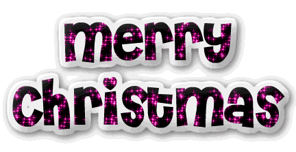 Animated gif image glitters with text MERRY CHRISTMAS and sparkling blue Christmas lights