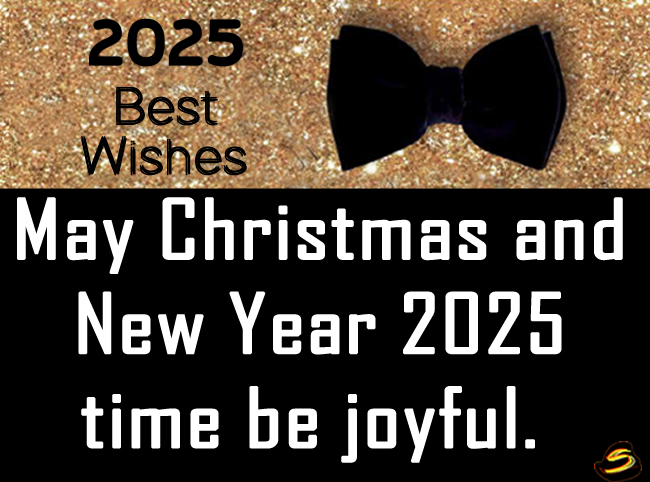 image wishes to celebrate the Christmas and New Year celebrations with the text May Christmas and New Year 2025 time be joyful.