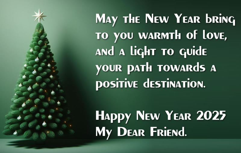 Green background image with Happy Holidays message: Merry Christmas my friend!