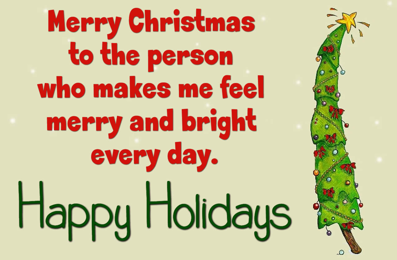 Image with Christmas tree and greeting message