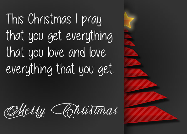 Image with a greeting card with a festive Christmas tree and a Merry Christmas message